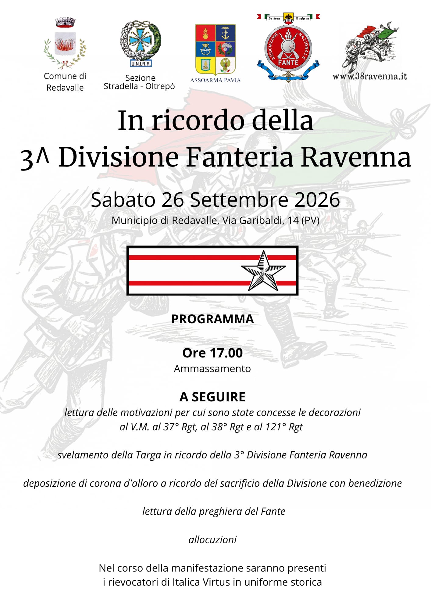 Redavalle ricorda la 3ª Divisione Fanteria “Ravenna”